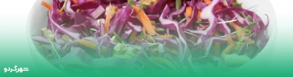 سالاد کلم قرمز با کشمش و گردو